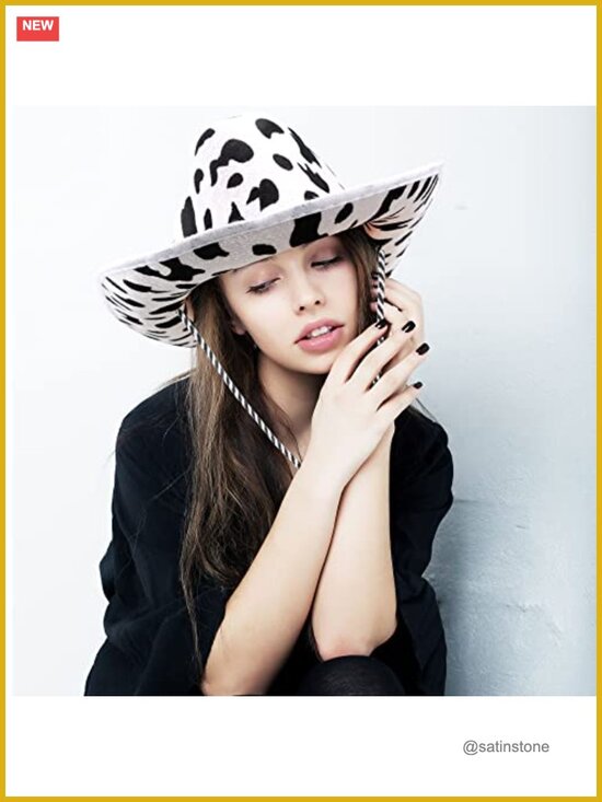 4 Pack Cow Print Cowboy Hat Non-Woven Fabric for Halloween Cosplay